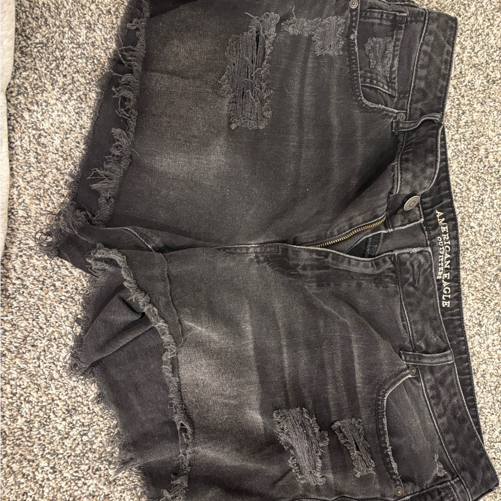 American Eagle Outfitters Charcoal Distressed Jean Shorts